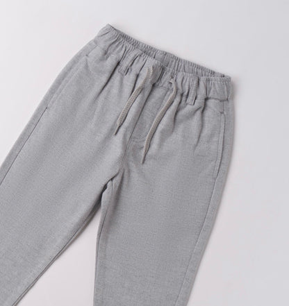 Pantalone bambino grigio da bambino in twill di cotone stretch