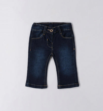 Jeans neonata fondo a zampa , vita regolabile con elastico interno