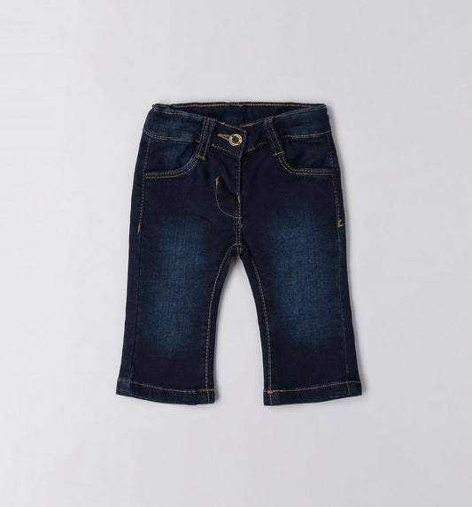 Jeans neonata fondo a zampa , vita regolabile con elastico interno