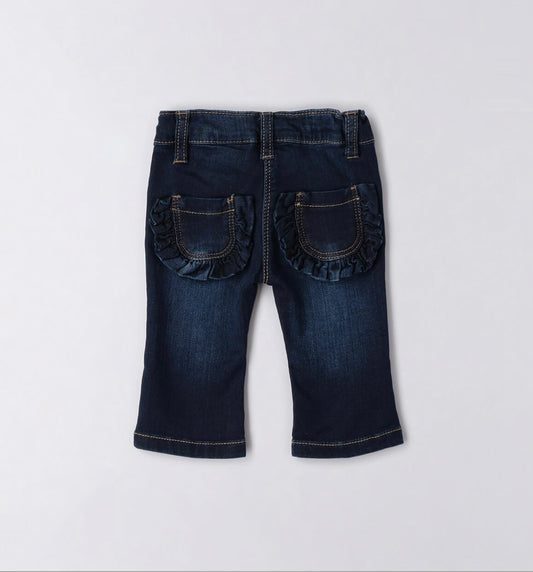 Jeans neonata fondo a zampa , vita regolabile con elastico interno