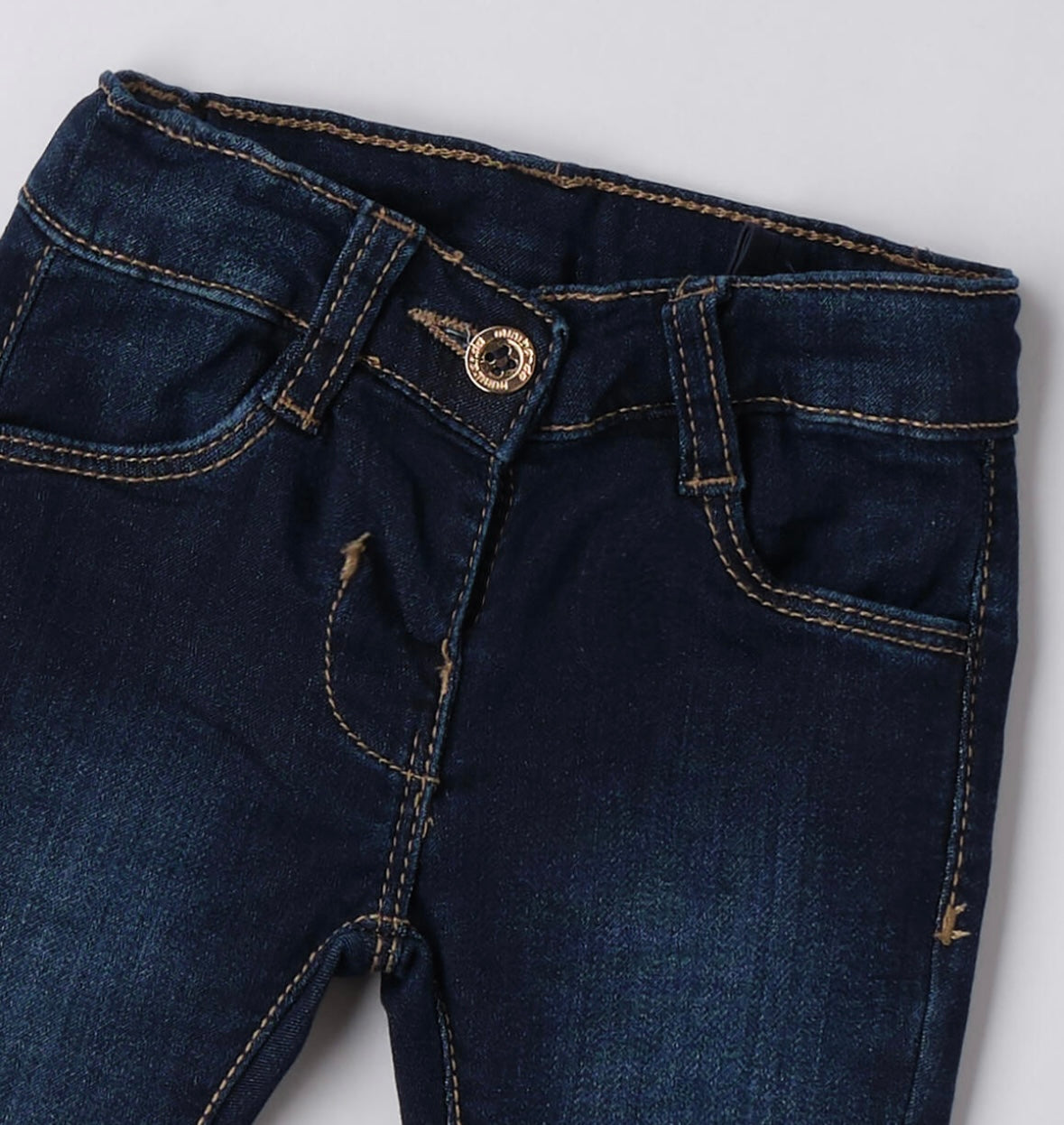 Jeans neonata fondo a zampa , vita regolabile con elastico interno