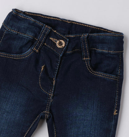 Jeans neonata fondo a zampa , vita regolabile con elastico interno