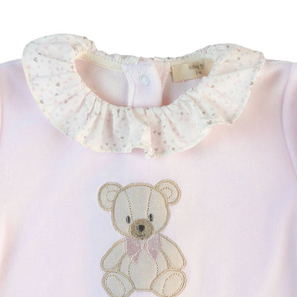 Tutina teddy in ciniglia rosa con colletto