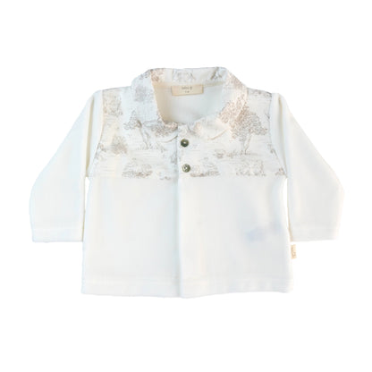 Set due pezzi country neonato in ciniglia bianca