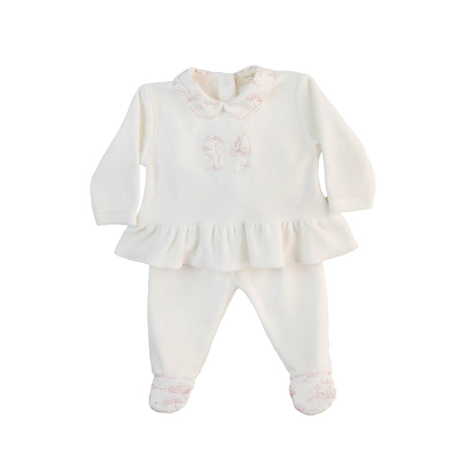 Set due pezzi neonata vintage colore bianco