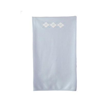 Quadrato in cotone Preppy azzurro con ricamo rombi bianco