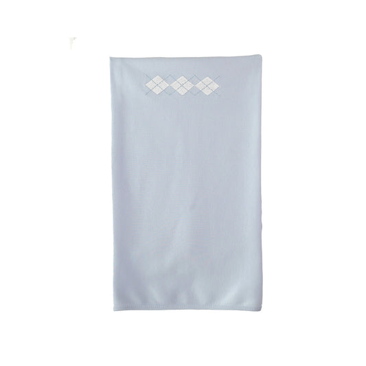 Quadrato in cotone Preppy azzurro con ricamo rombi bianco