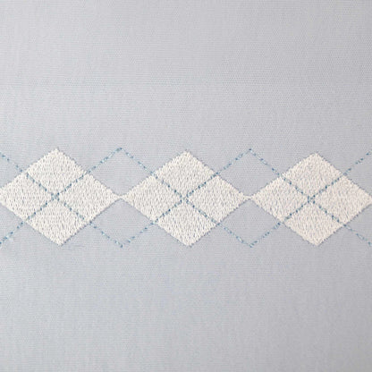 Quadrato in cotone Preppy azzurro con ricamo rombi bianco