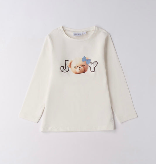 T-shirt bambina maniche lunghe stampa orso