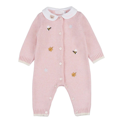Tutina rosa in lana con ricami
