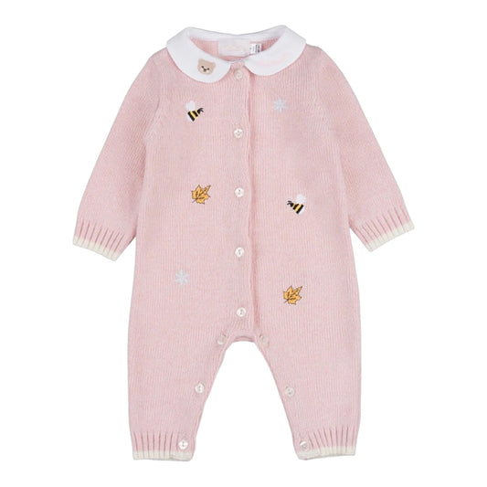Tutina rosa in lana con ricami