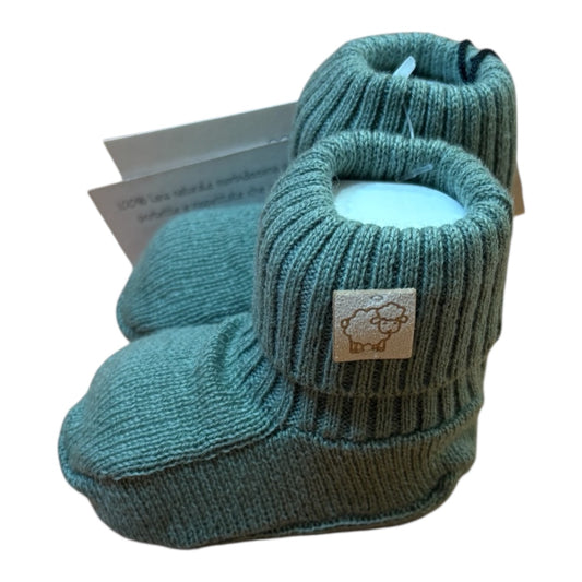 Babbucce in lana merino nel colore verde salvia