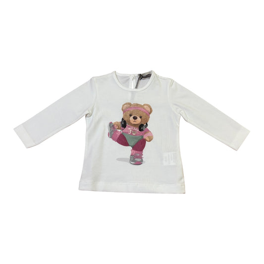 T-shirt con stampa orso maniche lunghe