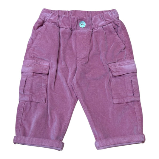 Pantalone in velluto rosa con tasche laterali