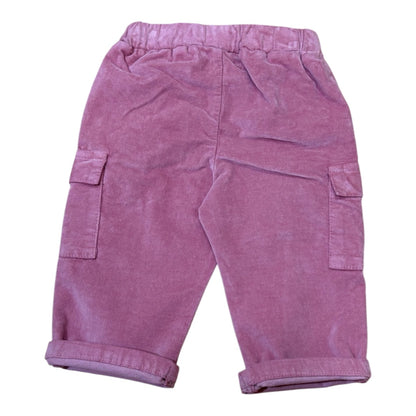 Pantalone in velluto rosa con tasche laterali