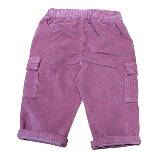 Pantalone in velluto rosa con tasche laterali