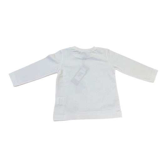 T-shirt bianca da bambino  con stampa orsetto maniche lunghe