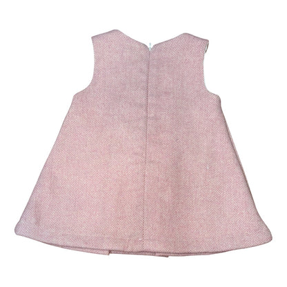 Abito in tessuto spigato in lana rosa