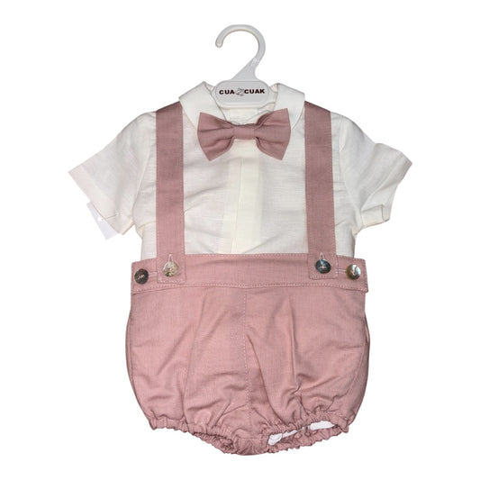 Completo bambino in rosa antico, realizzato in misto lino.