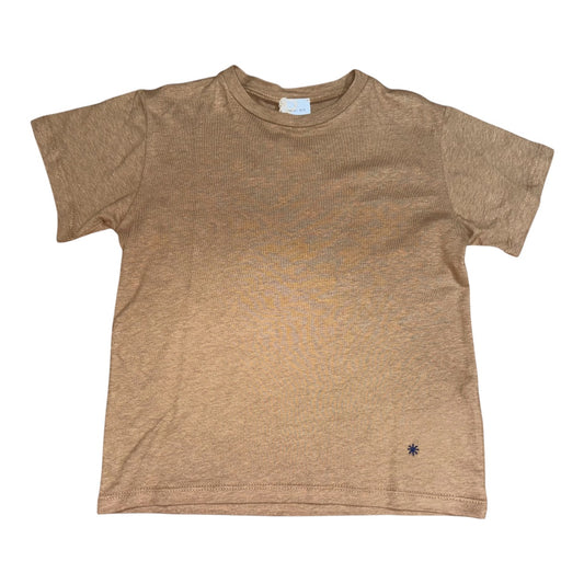 T-shirt in cotone e lino cammello