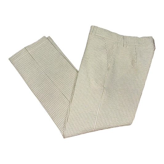 Pantalone tasche  a filo quadretti bianco e verde