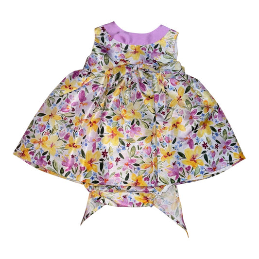 Abito floreale in misto cotone, con culotte abbinata.