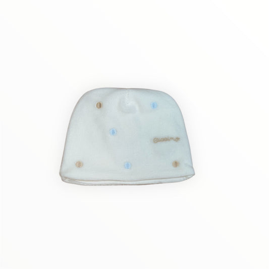 Cappellino in ciniglia panna con ricamo