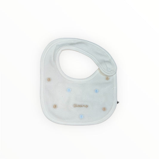 Bavetta in ciniglia panna con ricamo in contrasto