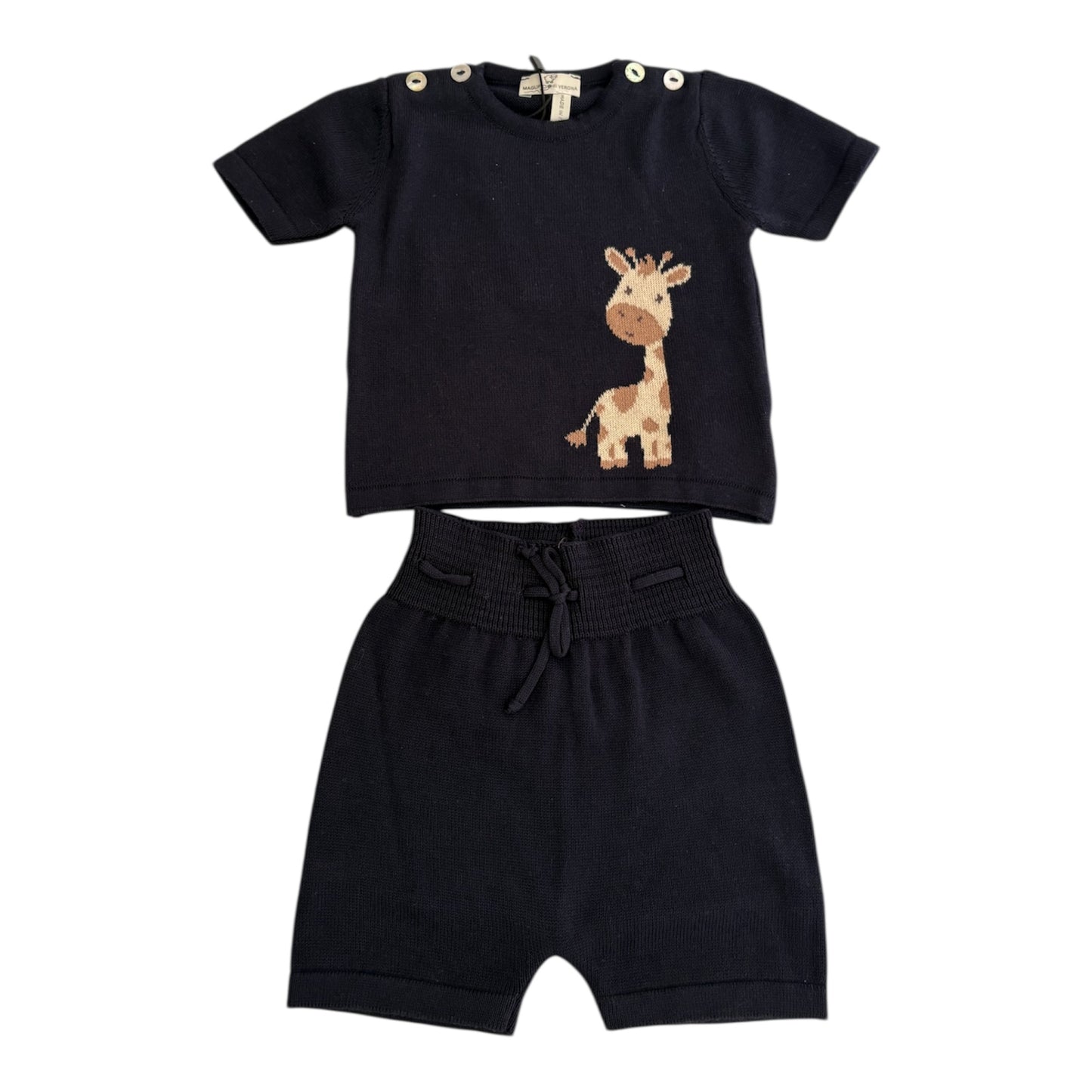 Completo in puro cotone blu notte con giraffa
