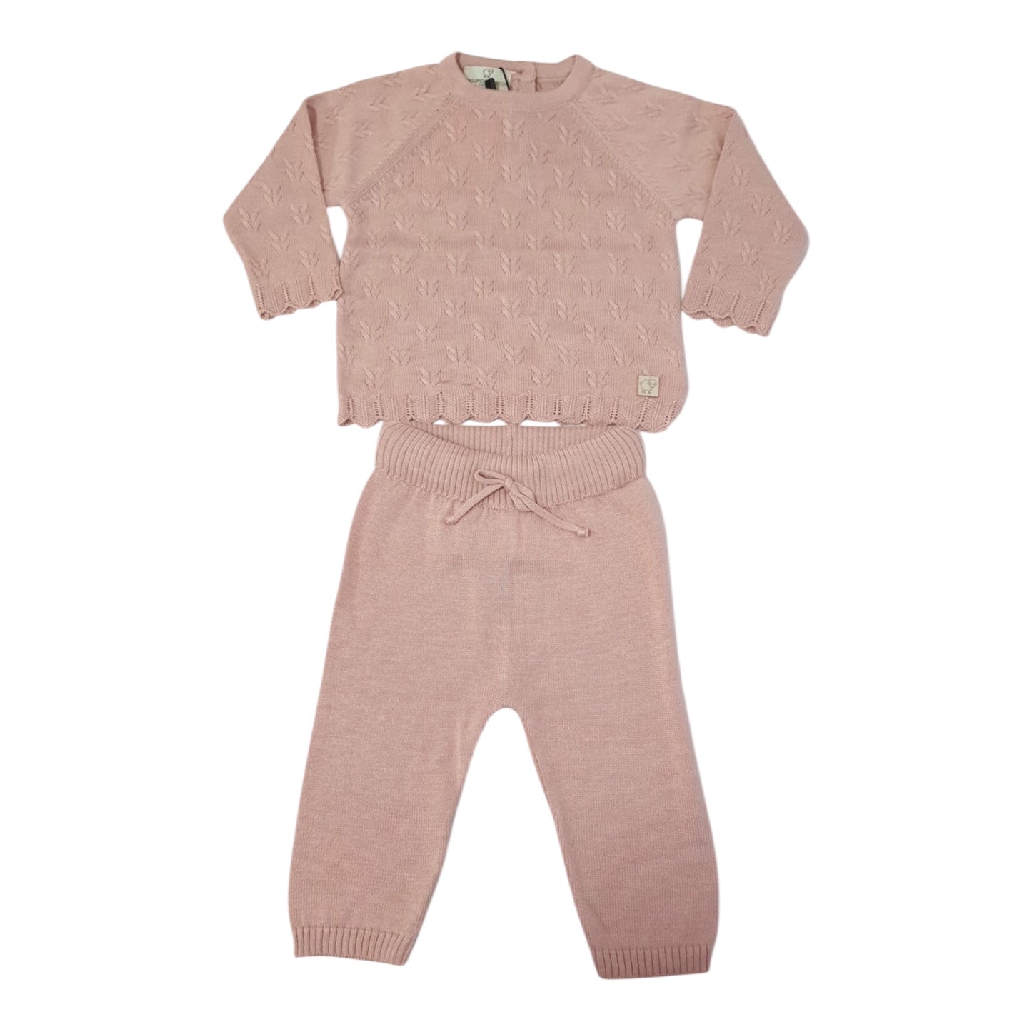 Completo neonata in in bamboo e cotone naturali nel colore cipria