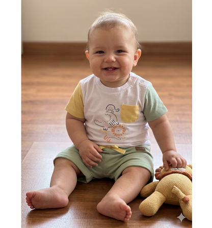 Completo estivo neonato con t-shirt e short in cotone