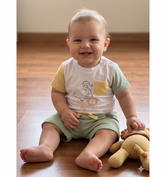 Completo estivo neonato con t-shirt e short in cotone