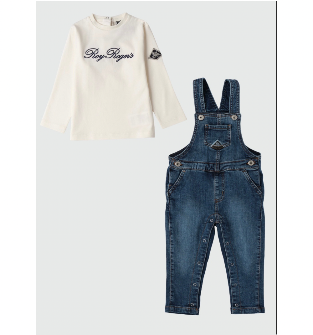 Completo maglia in cotone e salopette