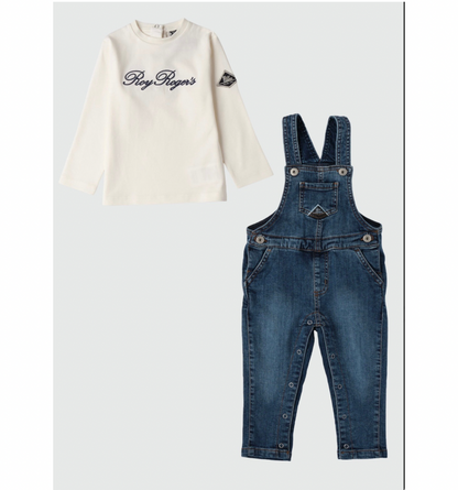 Completo maglia in cotone e salopette