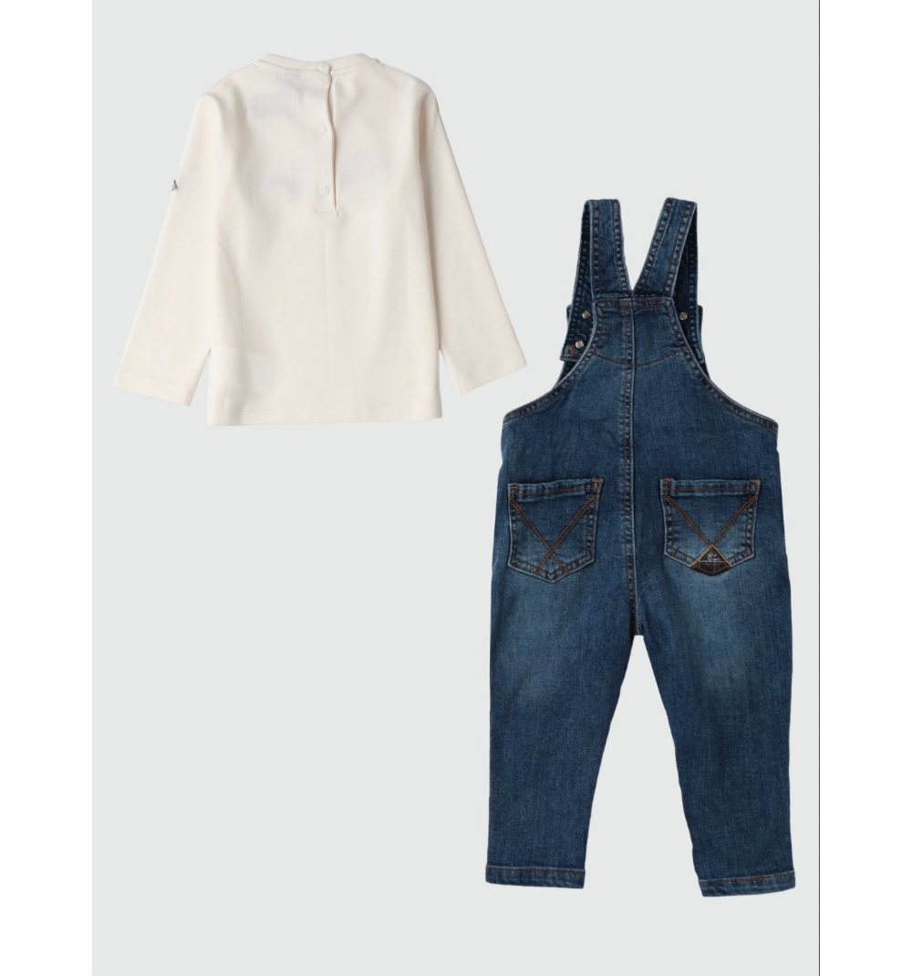 Completo maglia in cotone e salopette