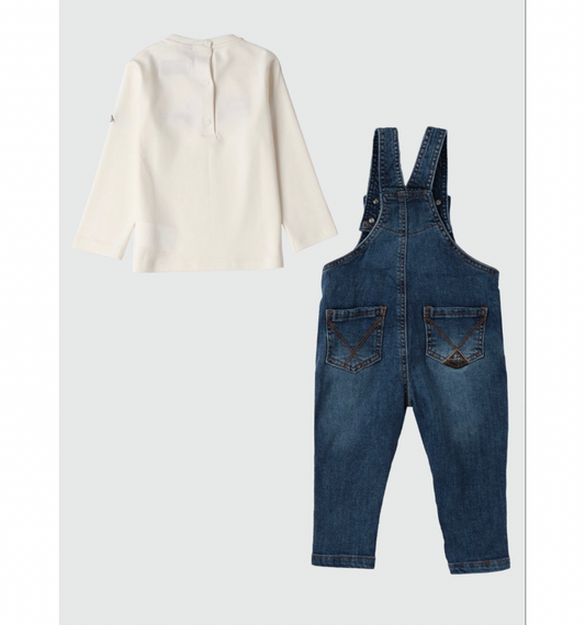 Completo maglia in cotone e salopette