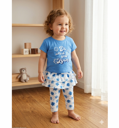 Completo composto da T-shirt e leggings con gonna