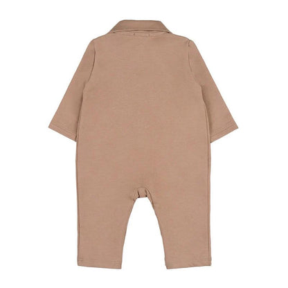 Tutina aperta davanti beige con tasche orsetto