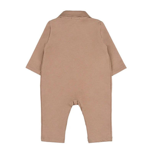 Tutina aperta davanti beige con tasche orsetto