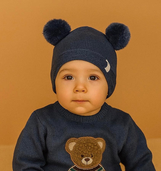 Cappellino pure pompom denim